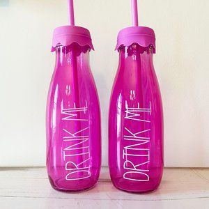 Set of 2 DRINK ME Reusable Glass Bottles, Rae Dunn